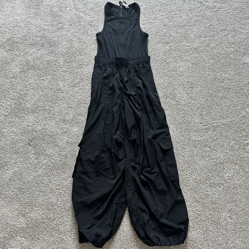 Daily Practice Anthropologie Size XS Petite Messa Black Jumpsuit Athletic Tank